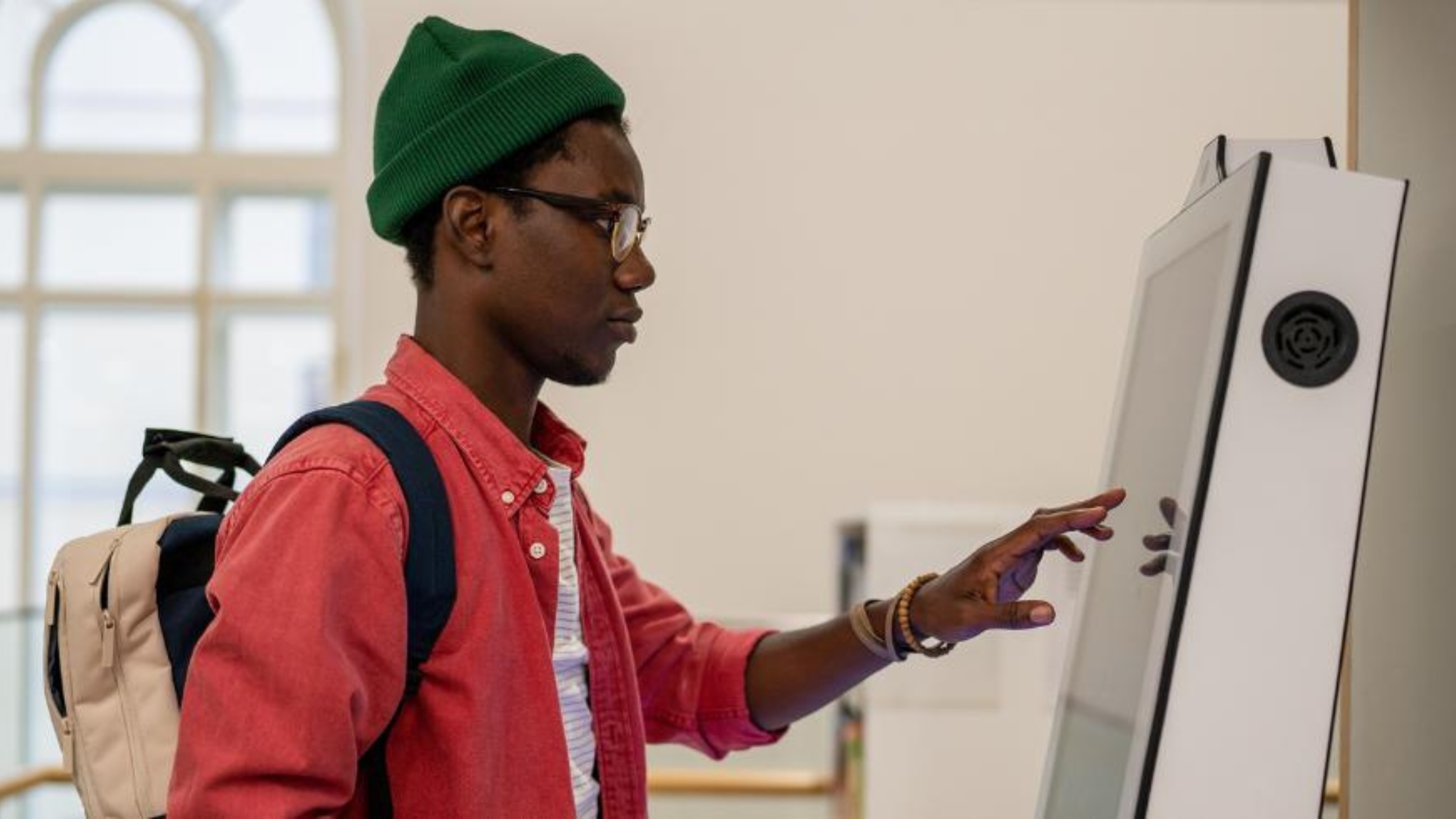 Man checking out of store